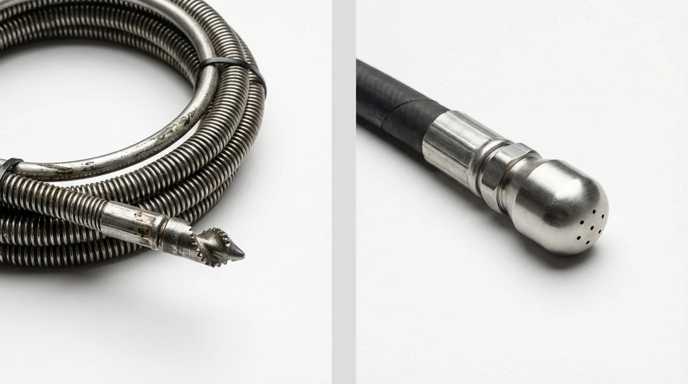 Drain snake cable and hydro jetting nozzle used for drain cleaning in Castlewood, VA