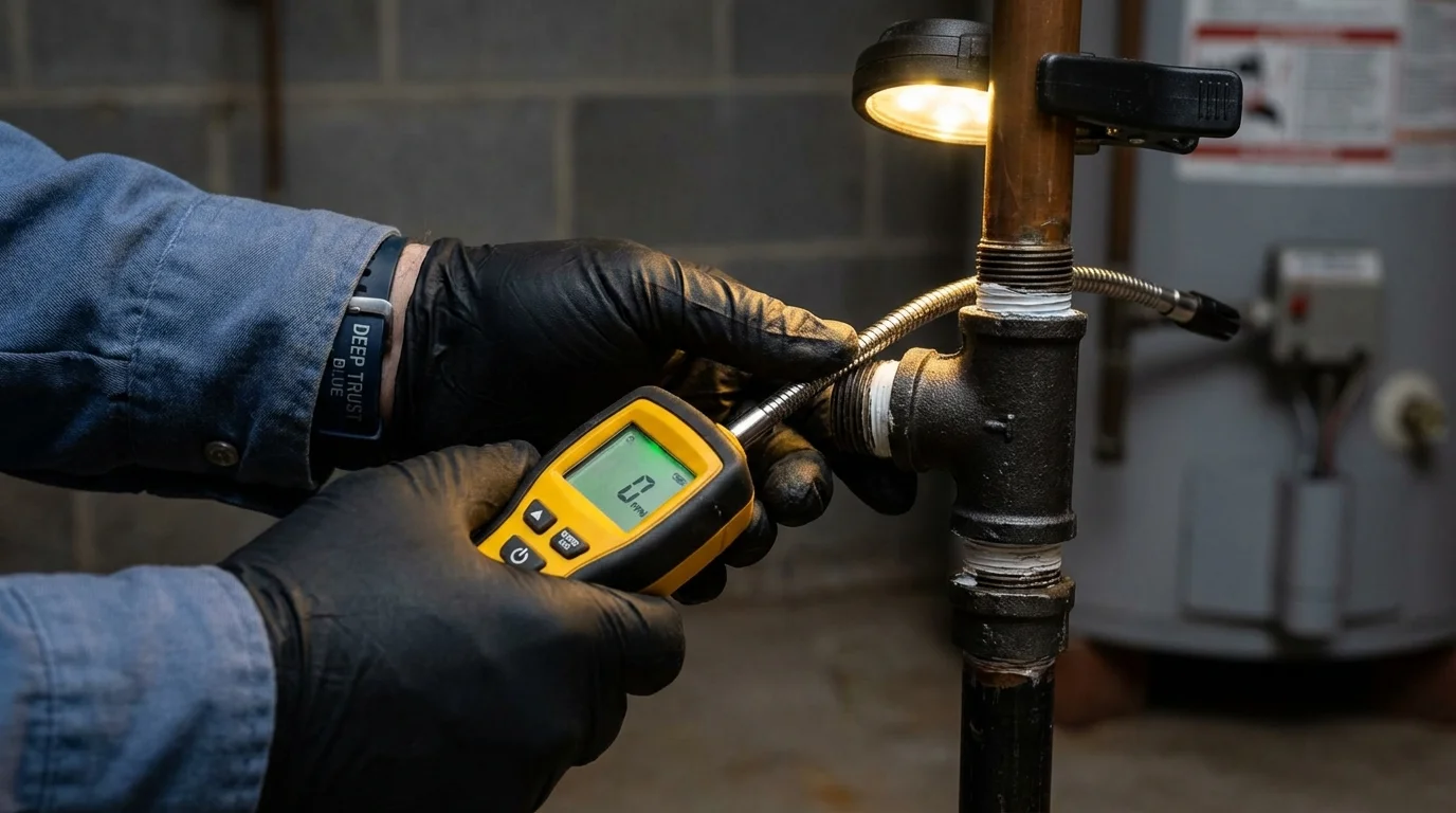 Gas leak detection with electronic sniffer by Johns Plumbing LLC in Castlewood