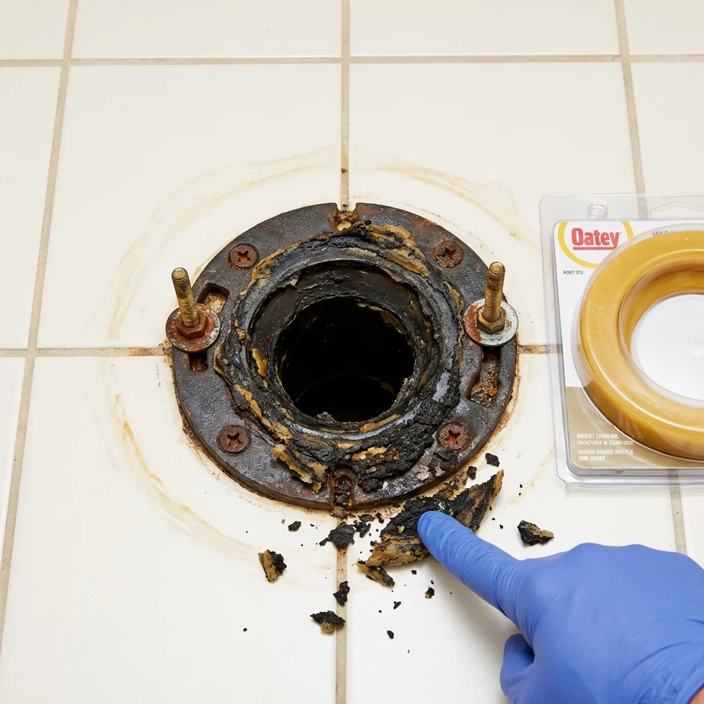 Failed wax ring showing water seepage at the base of a toilet in a Castlewood, VA home